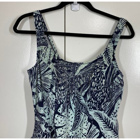 Maxine of Hollywood Tropical One Piece Built In Bra Bathing Suit Dress Size 18 - Picture 3 of 9